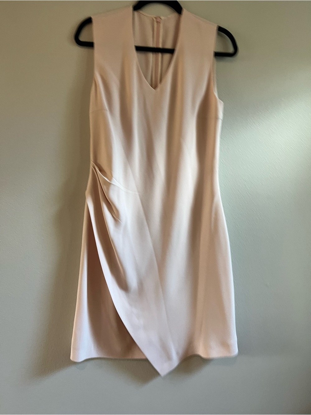 Iris & Ink Blush Pink Draped Faux Wrap Sheath Dress Size 12